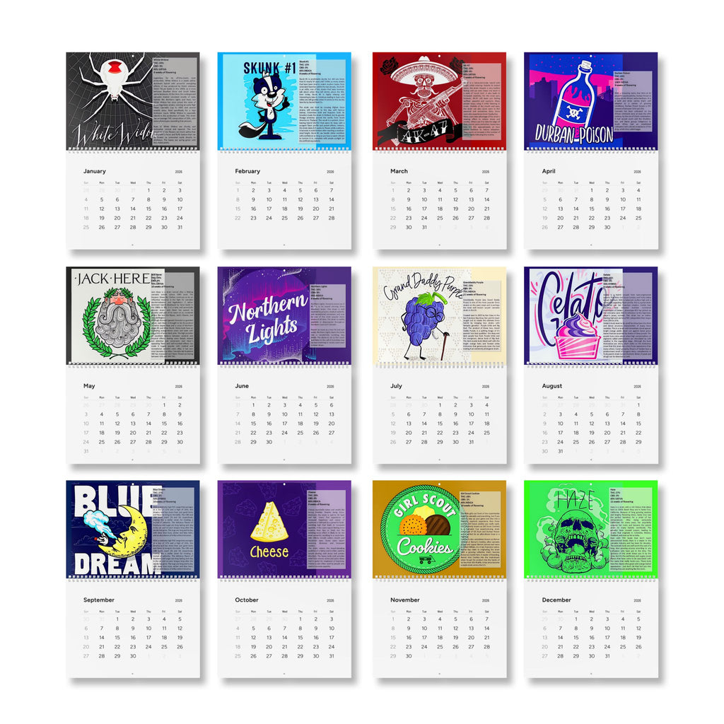 Cannabis Strain Calendar — 12-Month Wall Calendar with Premium Artwork